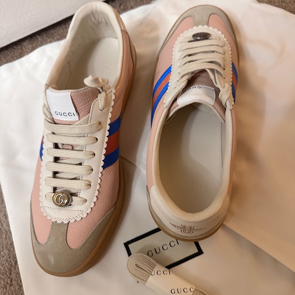 GUCCI WEB LEATHER & SUEDE SNEAKER size 40 - Picture 4 of 8